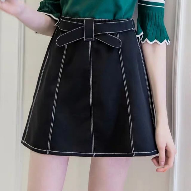 (Big size) Chân váy chữ A đai nơ chạy viền