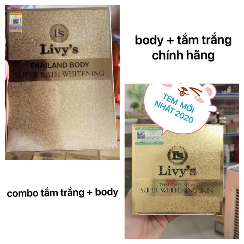 (chính hãng)Combo kem body livy's + tắm trắng livy's vàng