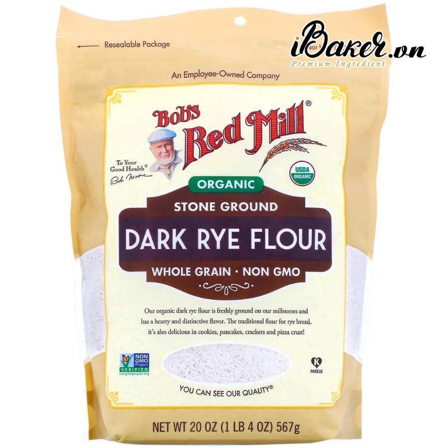 [Bob's Red Mill] Bột Mì (Lúa Mạch) Đen Hữu Cơ 567g