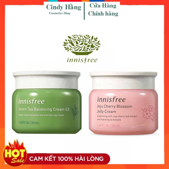 Kem dưỡng da Innisfree trà xanh , Innisfree Cherry Blossom hoa anh đào , kem dưỡng ẩm Innisfree trà xanh 50ml