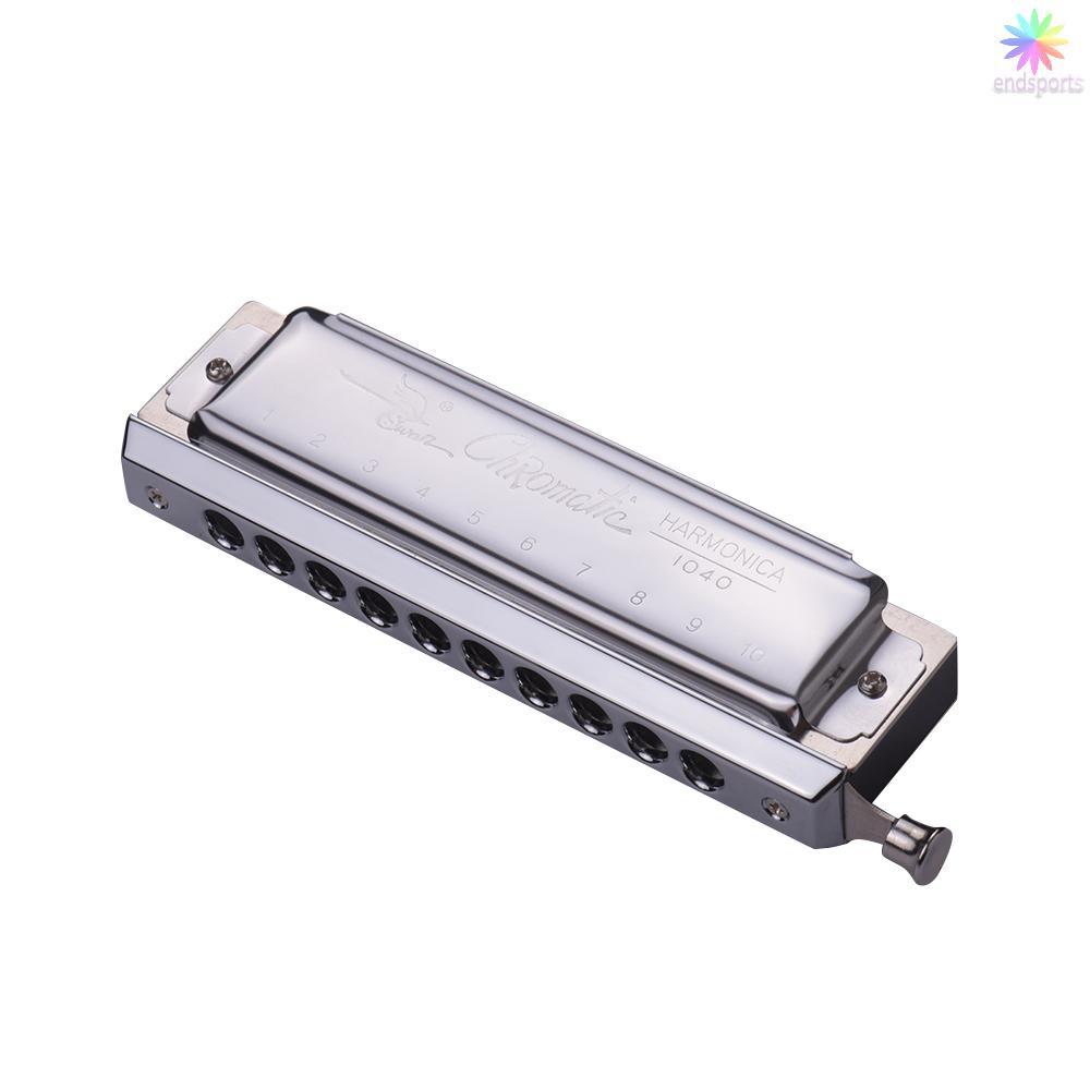 Kèn Harmonica Chromatic Swan 10 Lỗ 40 Tông C Màu Bạc Kèm Hộp Đựng Đẹp Mắt