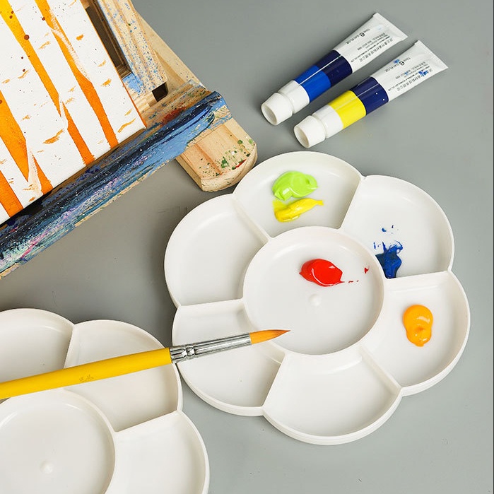Khay Pha Màu - Palet Hình Hoa Đào Trắng, Pallet Pha Màu Nước, Màu Bột, Acrylic