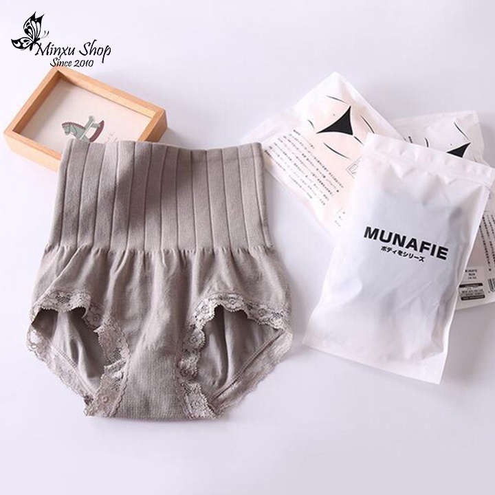 Quần lót nâng mông lưng cao, cạp cao gen bụng, quần lót nữ viền ren quyến rũ Minxu Shop 3112
