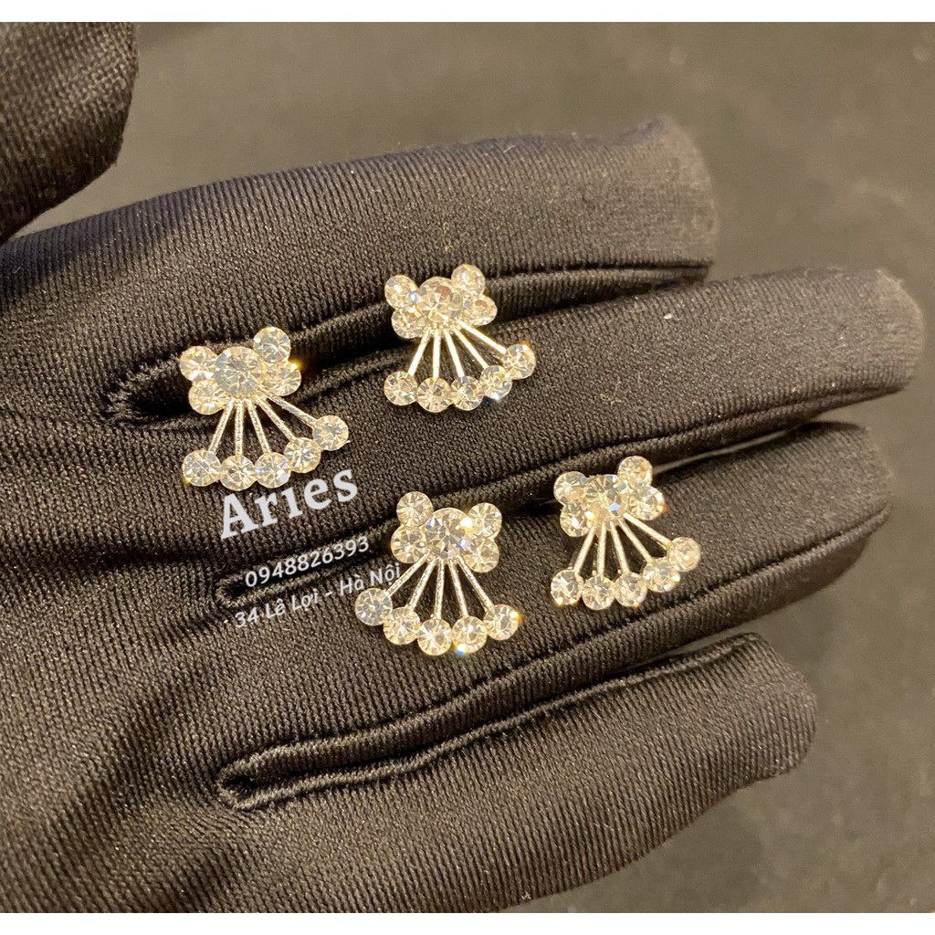 R69 khuyên tai NƠ đính đá dễ thương phong cách Hàn Quốc