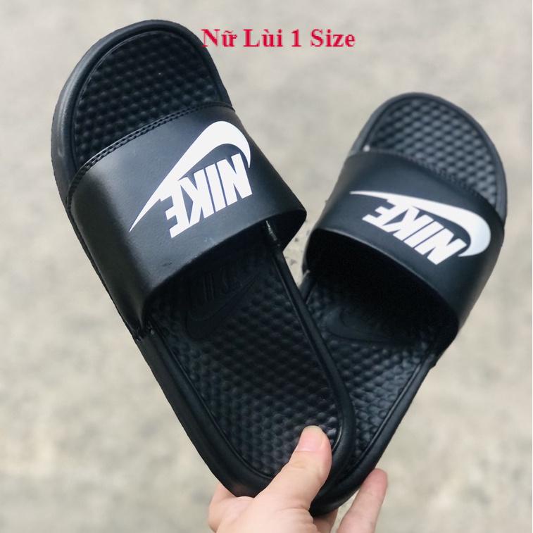 Dép unisex 𝐍𝐈𝐊𝐄 ❤️FREESHIP + Hộp❤️ dép quai ngang thể thao nam nữ mk in 𝐍𝐈𝐊𝐄-𝐁𝐚𝐧𝐚𝐬𝐬𝐢, Đen Logo Trắng