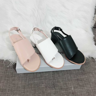 Giày sandal cao gót 3 cm, quai ngang bản to