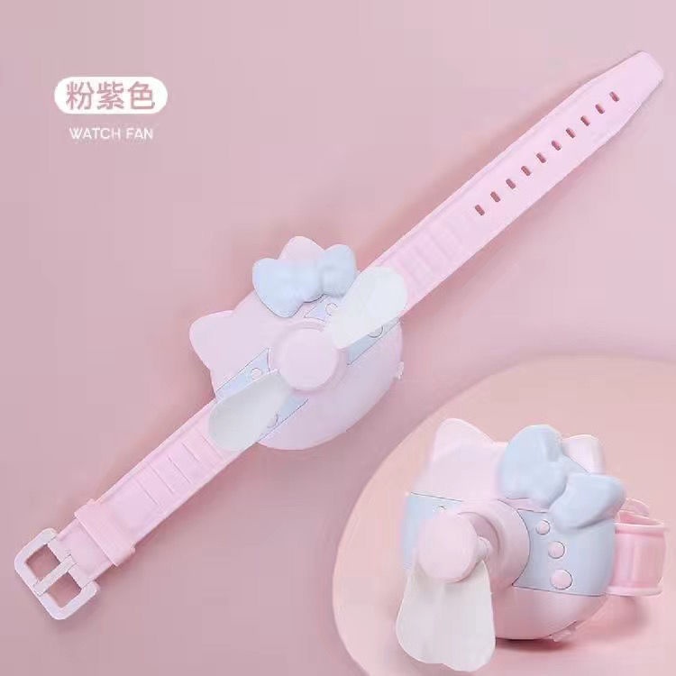 Quạt Đeo Cổ Tay Mini Sạc USB Hình Đồng Hồ Hoạt Hình Dễ Thương Bằng Silicon Có Thể Tùy Chỉnh