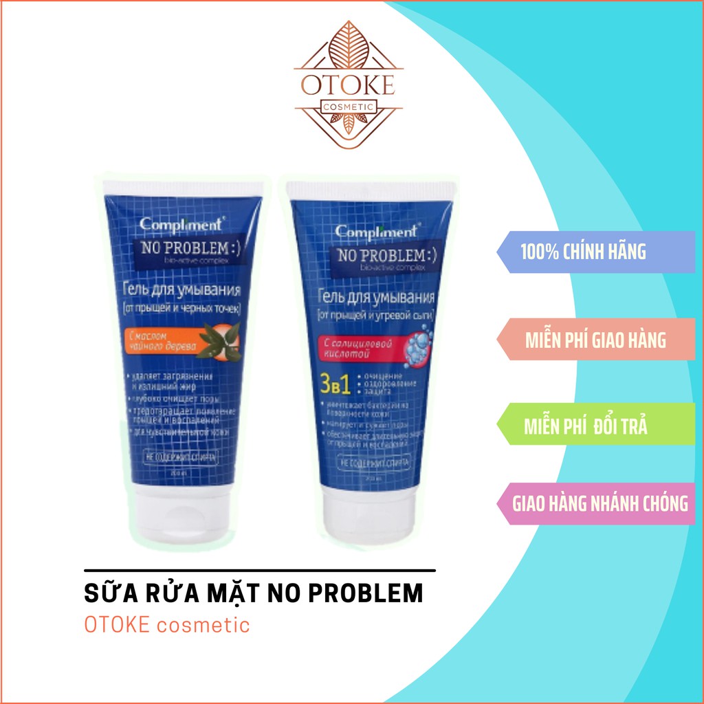 Sữa rửa mặt Compliment No Problem chứa Salicylic Acid, Tea Tree, AHA, PHA giúp làm sạch 200ml