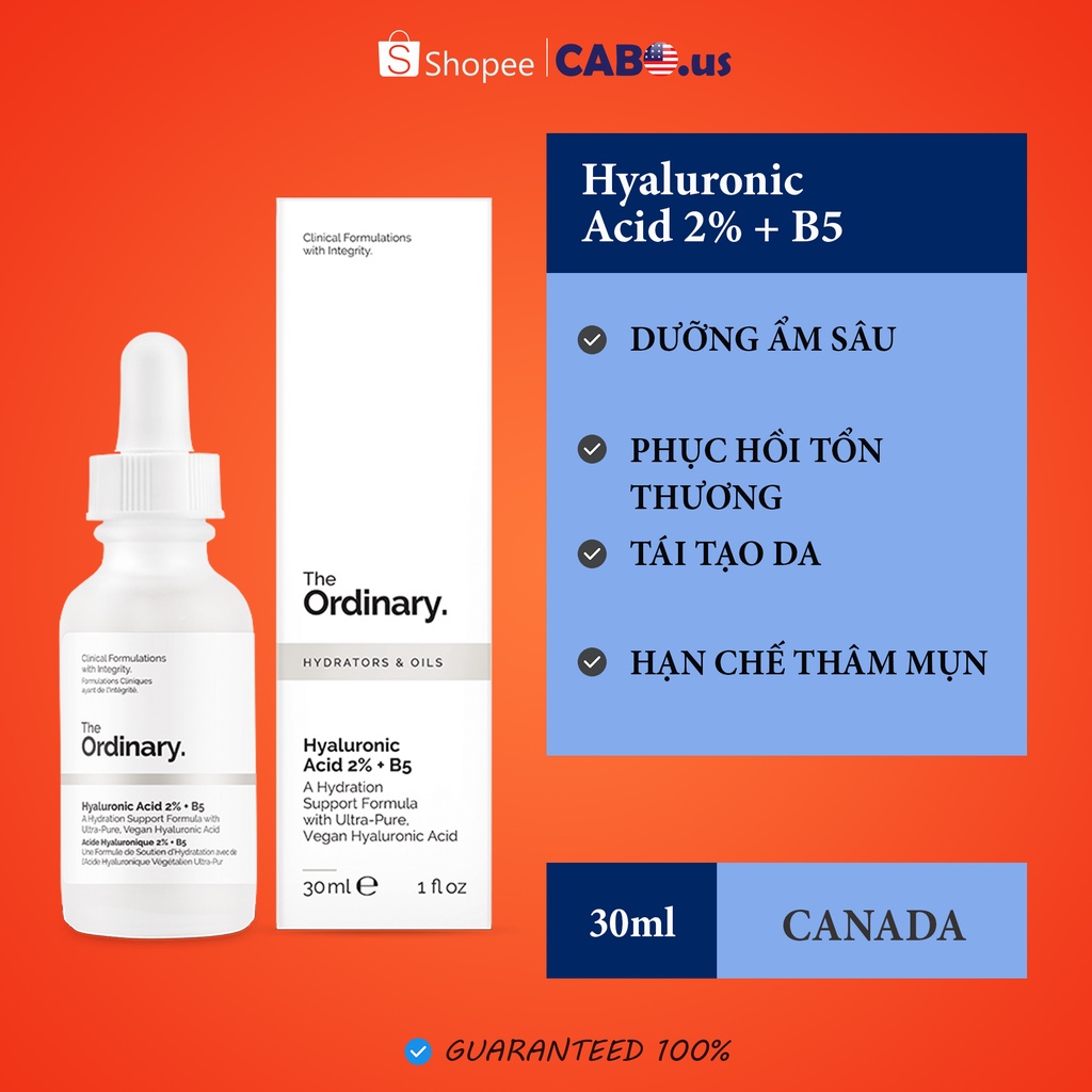 Serum HA + B5 The Ordinary cấp ẩm sâu, phục hồi da [CANADA đủ bill]