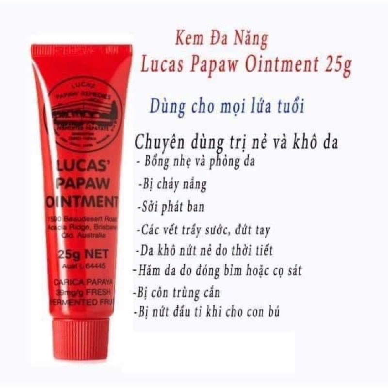 [CHÍNH HÃNG] Kem đa năng lucas papaw Ointment 25gr Úc