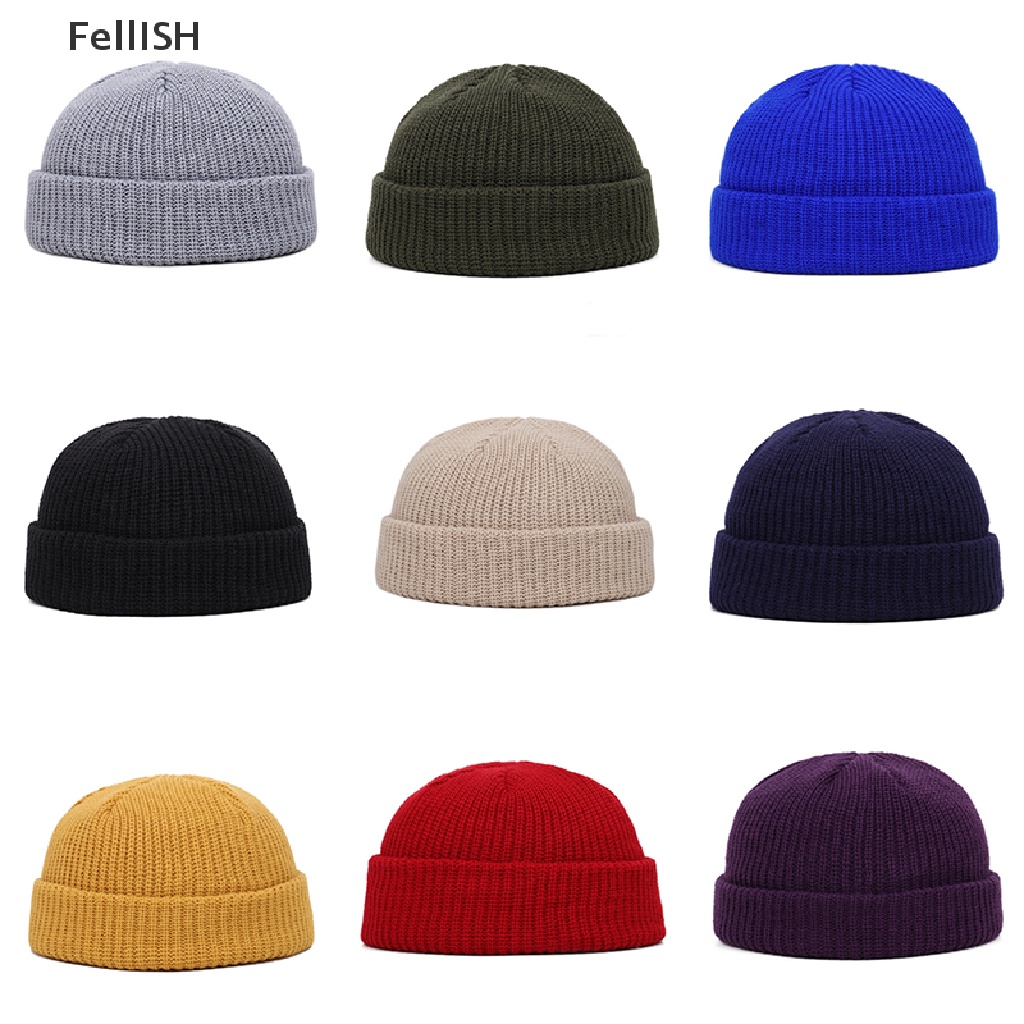[Fel] Unisex Men Women Beanie Hat Warm Ribbed Winter Turn Ski Fisherman Docker Hat New COD