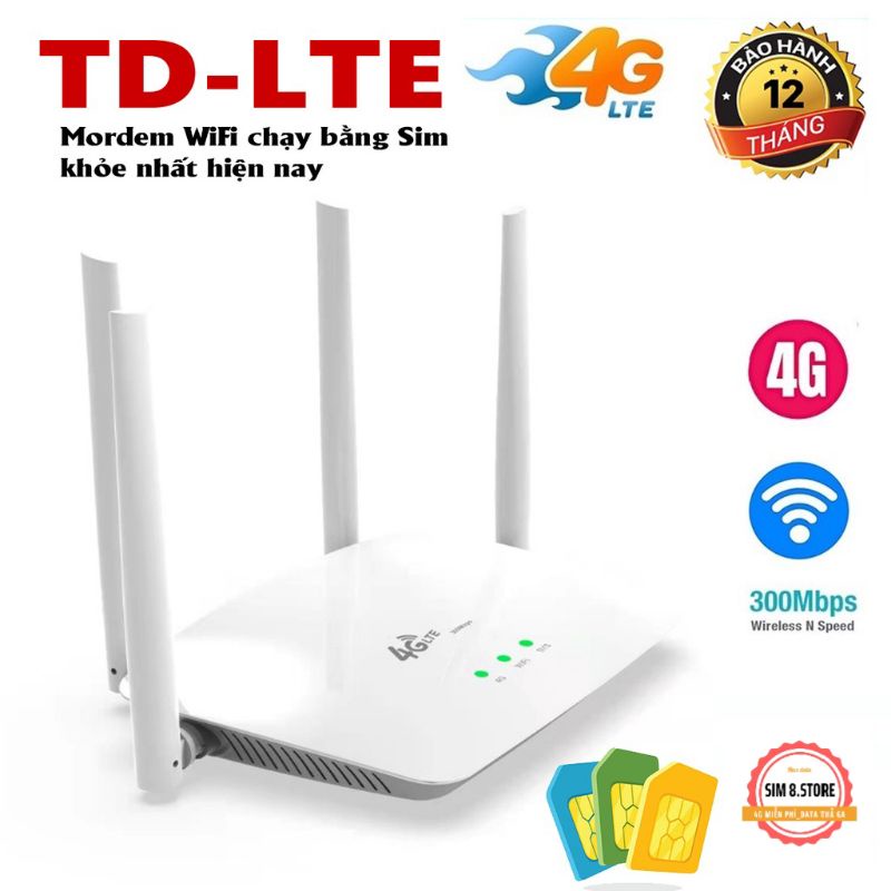 Bộ phát Wifi từ sim 4G - CPE N405 - 4 râu cực khỏe tốc độ 300Mps, 1 cổng Lan/Wan
