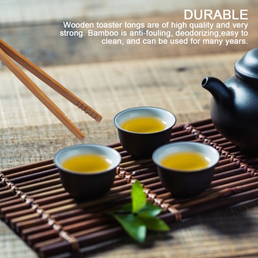 Set 2 Kẹp Nướng Bánh Bằng Tre 6.88 inches (Khoảng 17.5Cm) Thân Thiện Với Môi Trường Chống Trượt