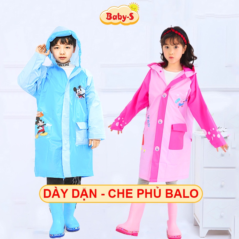 Áo mưa trẻ em, Áo mưa cho bé hoạt hình Elsa &amp; Peppa đáng yêu cho bé 4-10 tuổi Baby-S – SAM004