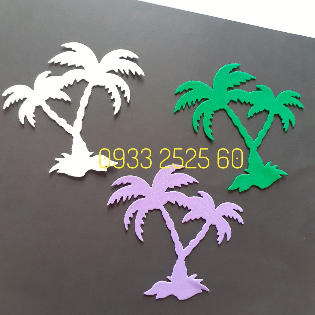 8 Cây dừa, bằng xốp, 8.1x8.1cm_Phụ kiện trang trí thiệp, phong thư, bưu thiếp, bao thư, bao lì xì_ Mầm non_ Xốp mầm non