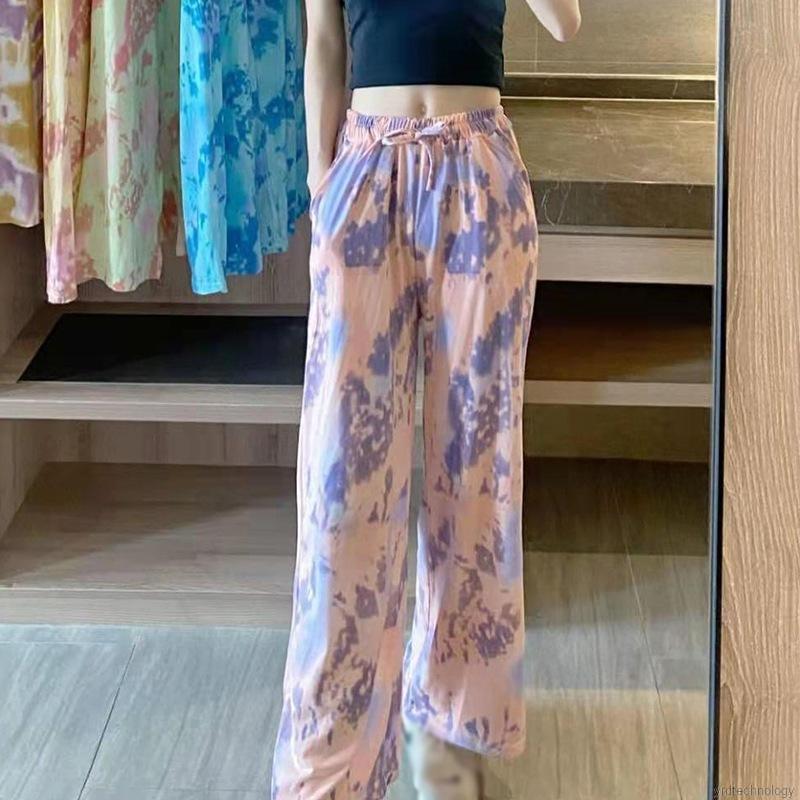 Quần Dài Lưng Cao Ống Rộng Màu Nhuộm Thời Trang Mùa Hè Cho Nữ | BigBuy360 - bigbuy360.vn
