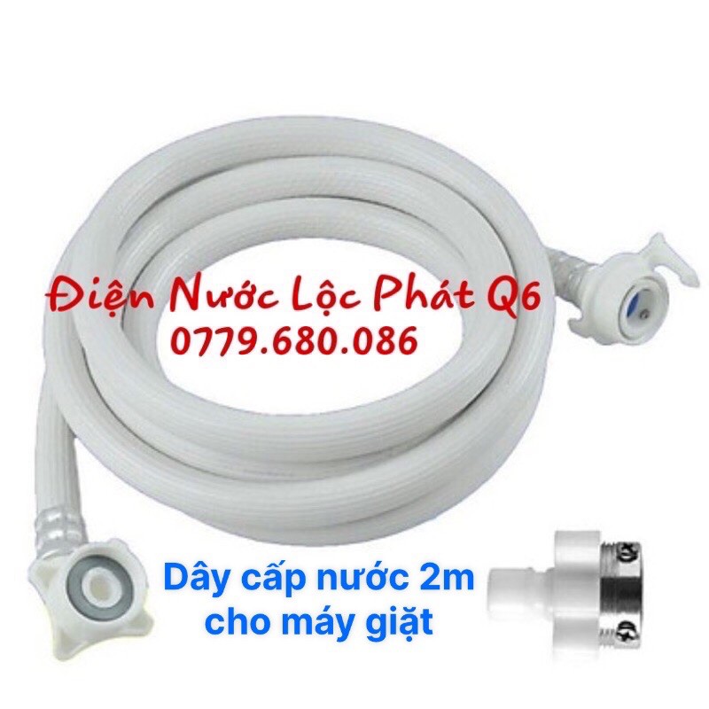 Dây cấp nước máy giặt (2 mét) đầu INOX - không rỉ nước