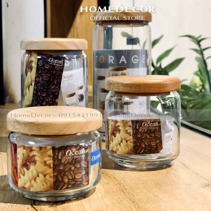 Hũ thủy tinh Ocean Pop nắp gỗ (các cỡ) | BigBuy360 - bigbuy360.vn