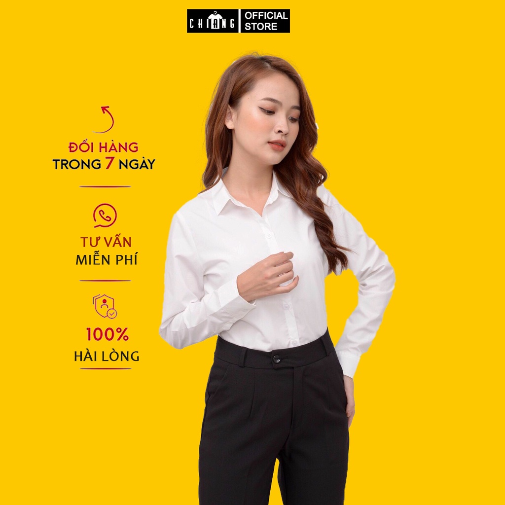 [NHẬP MÃ CHAS500 GIẢM NGAY 20K ĐƠN HÀNG 500] Áo Sơ Mi Trắng Nữ Dài Tay, Áo Sơ Mi Nữ Công Sở CHIANG mịn mát M57