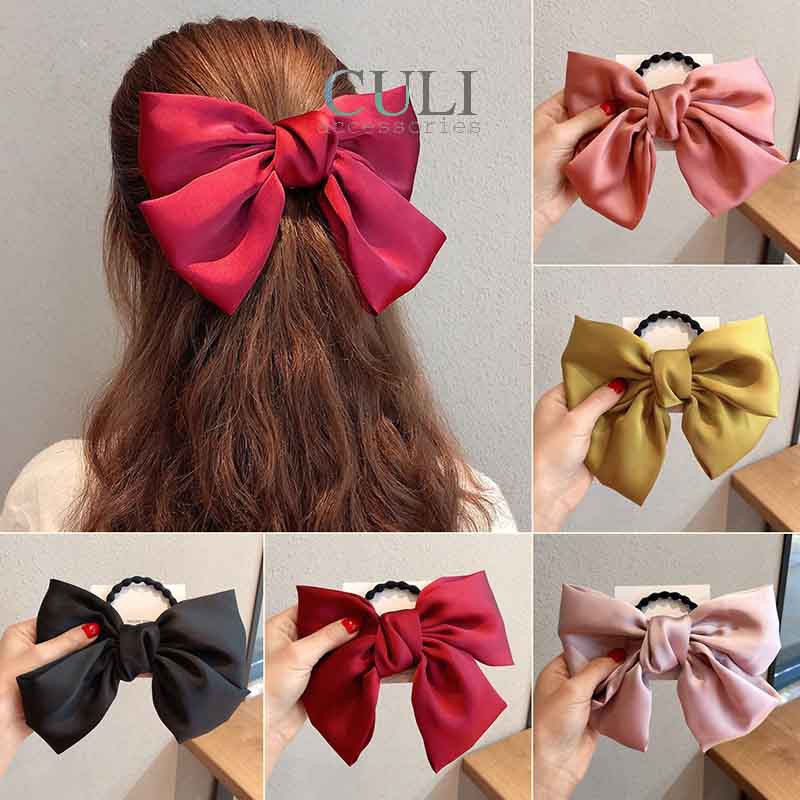 Dây cột tóc đính nơ bản to -  hot trend phong cách Hàn Quốc, bánh bèo cho nữ