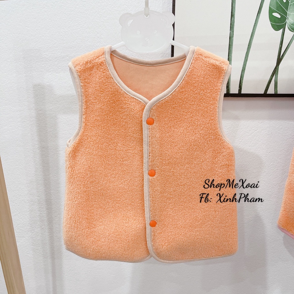 Áo Gile Xuất Hàn Lông Cừu Cho Bé 8-14kg 2 màu cam và tím
