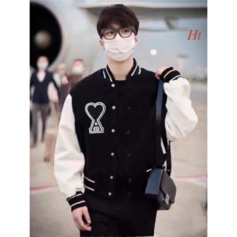 ÁO KHOÁC BOMBER PHỐI TAY IN 5D HÌNH TIM CHẤT GIÓ THỜI TRANG CHẤT NỈ SANG XỊN MỊN PHỐ THỜI TRANG HOT TEEN