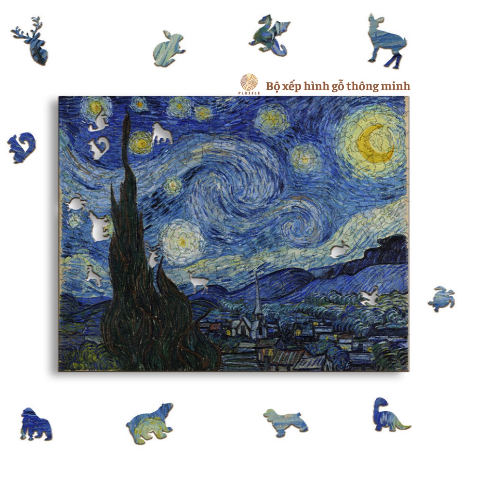 Bộ Xếp Hình Gỗ Thông Minh PLUZZLE hình 500 miếng ghép - PZ232 - Đêm đầy sao The Starry Night - De Sterrennacht