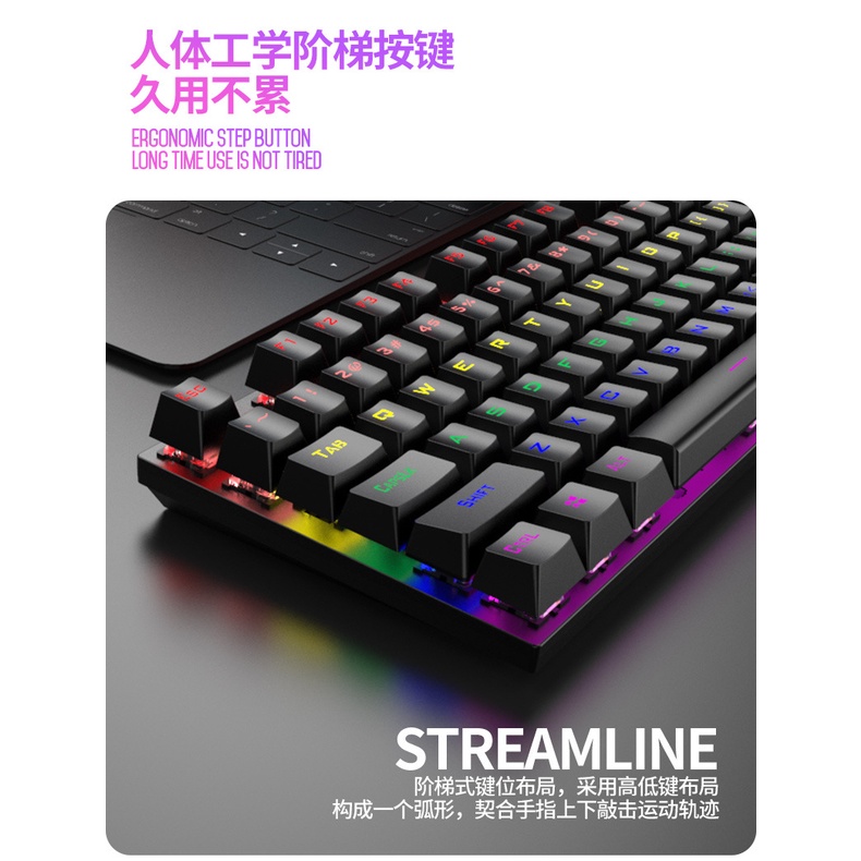Bàn phím cơ Gaming K80 full Led nhiều chế độ có dây trục màu xanh, dùng cho laptop máy tính cây chơi game