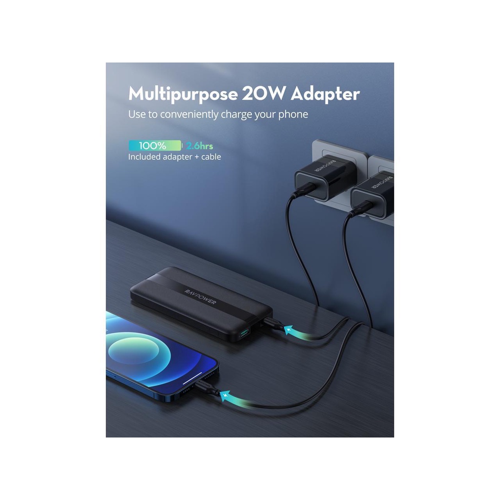 Pin sạc nhanh RAVPower 10.000mAh - RP - PB236 - 20W  - BH