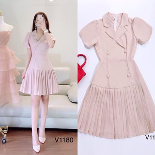 Váy cổ vest chân sếp ly sang chảnh