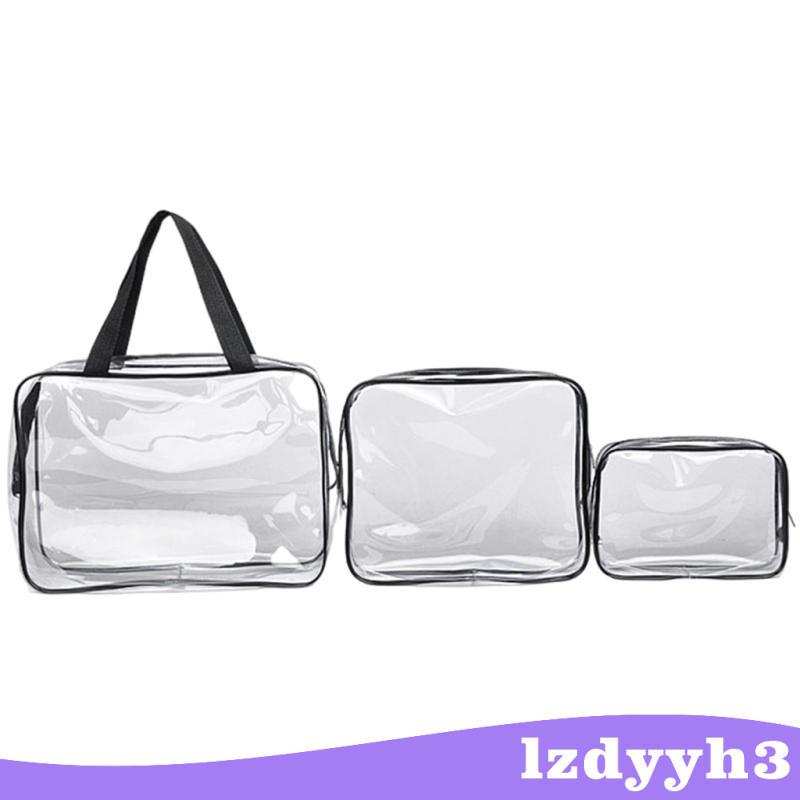 YouthTrip 3x Portable Clear Makeup Bag Zipper Waterproof Cosmetics Bag Transparent Travel Storage Carry Pouch PVC Zippered Toiletry Bag Organizers with Handle