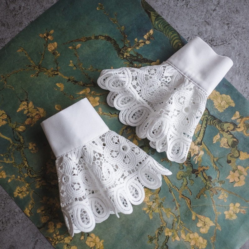 Bộ 2 Cổ Áo Ren Rỗng Lớn Kèm Ống Tay Giả Thời Trang Cho Nữ