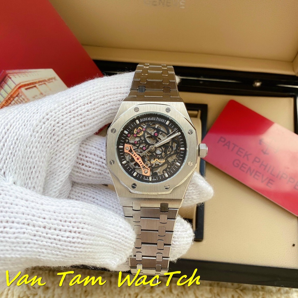 Đồng hồ nam Audemars Piguet Royal Oak 41mm máy Thụy sĩ automatic, mẫu cao cấp mặt tròn lộ cơ, dây thép không gỉ