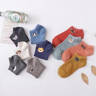 Solid Cotton Ankle Socks Women Dogs Pattern Cute Animals Cartoon Female Short Socks Multicolor High Quality Girls Novlty Hosiery