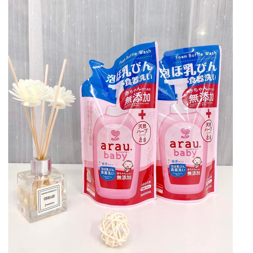 Nước rửa bình sữa Arau Nhật Bản, nước rửa chén đồ chơi cho em bé an toàn, nước rửa bình sữa Arau Baby chính hãng HCM