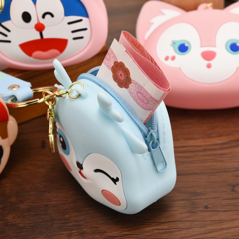 Ví Đựng Tiền Xu Bằng Silicon Có Khóa Kéo Họa Tiết Hoạt Hình Dễ Thương Cho Nữ