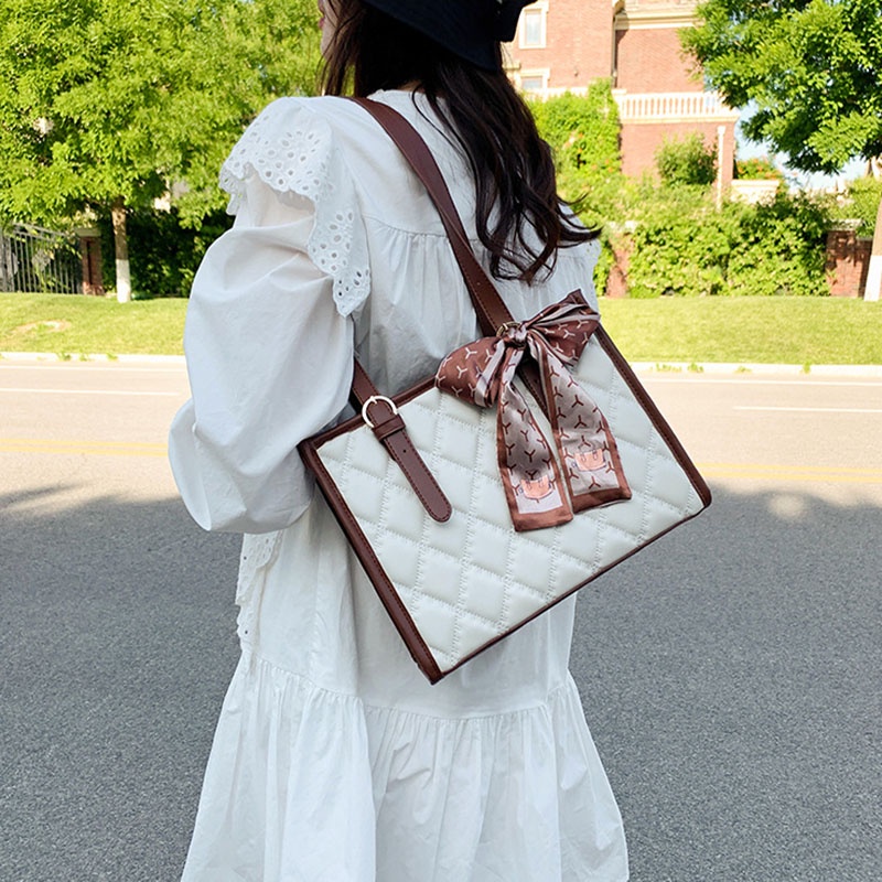 Túi đeo vai IELGY cỡ lớn họa tiết hình thoi thời trang mùa hè cho nữ