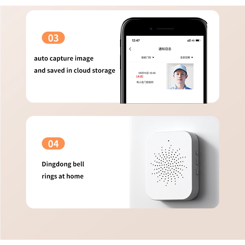 Chuông Cửa WIFI Thông Minh Hd Không Dây Có Thể Sạc Lại Chống Nước 166°Góc Rộng