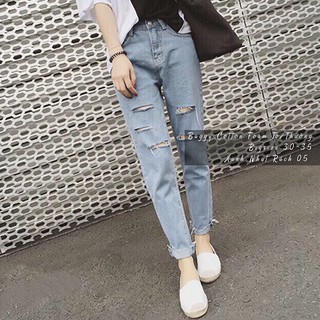 (Bigsize 30-36) Quần Baggy Nam/Nữ BigSize Rách Đùi 05, 4 Màu Siêu Xinh, Lưng Cao, Không Giãn - Rách Y Hình Đầu Tiên