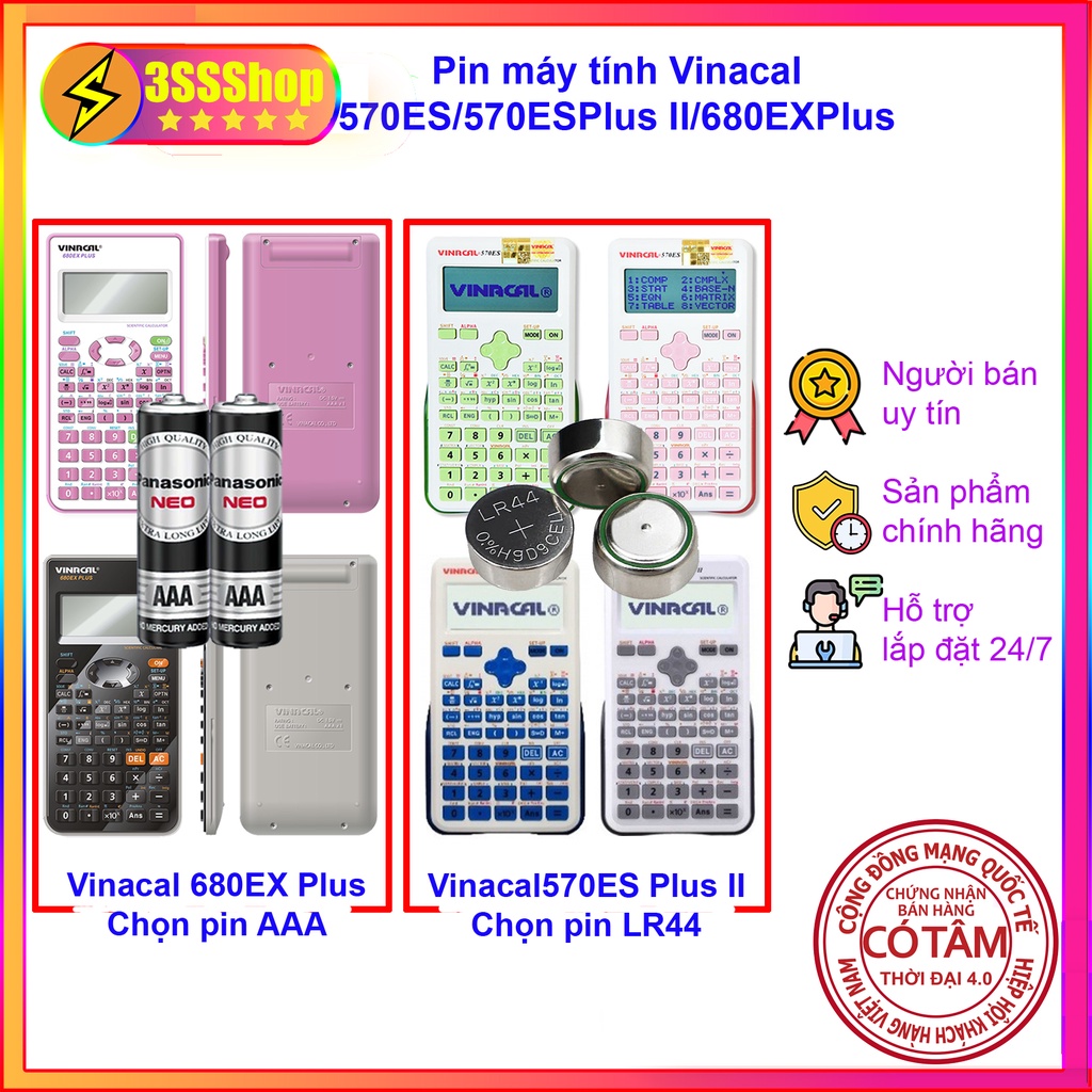 Pin máy tính bỏ túi Vinacal 570ES 570ESPlus II 680EXPlus hàng chất lượng tốt