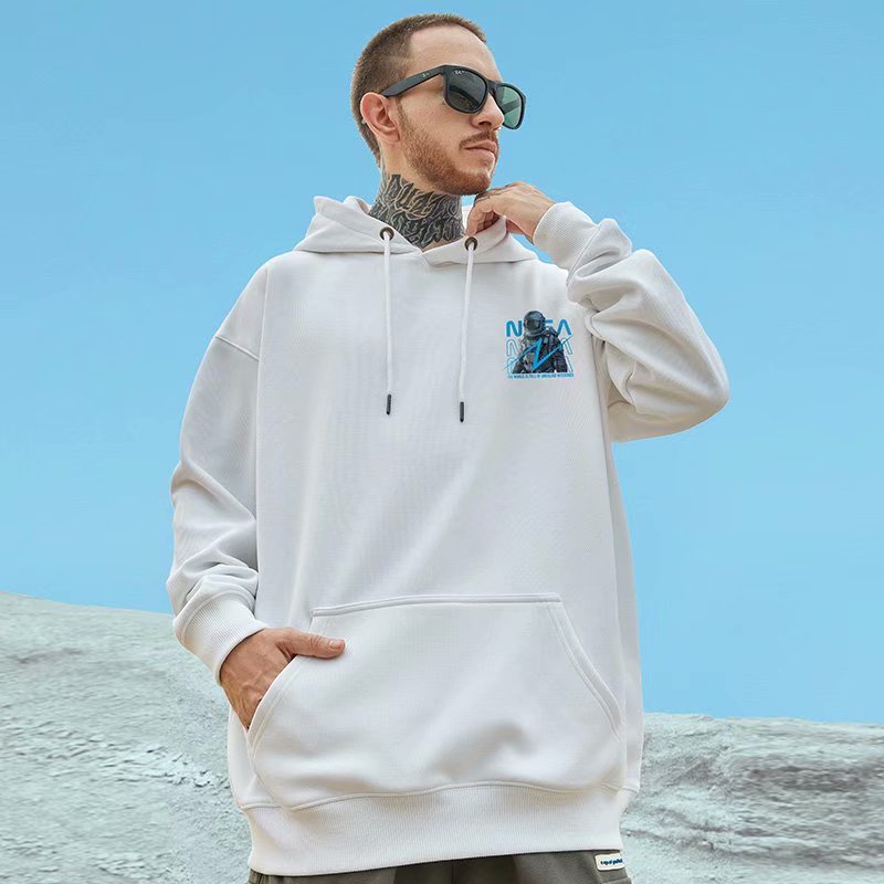 Áo hoodie mặc ngoài dáng rộng in họa tiết NASA phi hành gia size lớn M-5XL thời trang thu đông dành cho nam