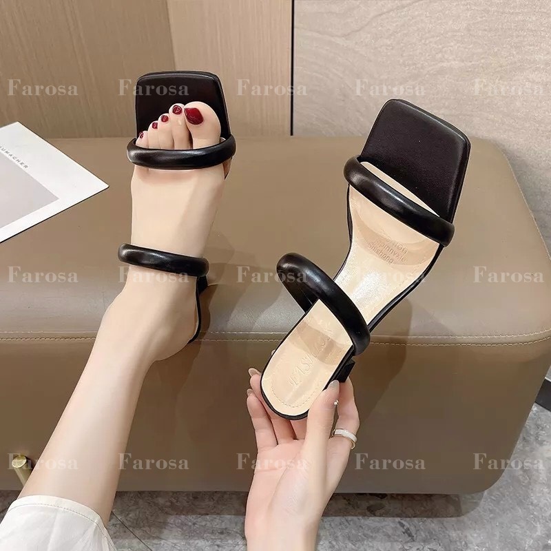 Dép guốc nữ hai quai ngang gót nhọn 7cm lên chân sang chảnh