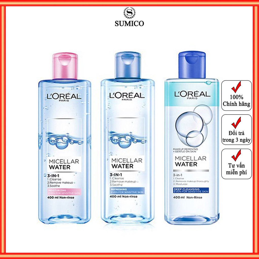 Nước tẩy trang Loreal Paris Micellar Water 3-in-1