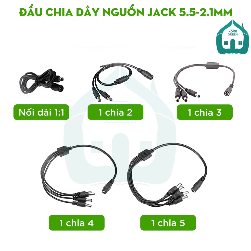 Dây chia nguồn DC từ 1 ra 2/3/4/5 đầu 5.5x2.1mm
