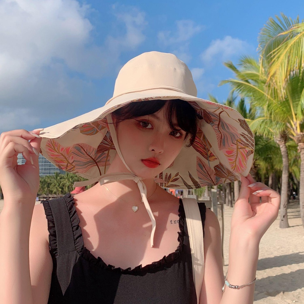 Mũ Rộng Vành Hở Chóp Có Thể Gấp Gọn Tiện Dụng Thời Trang Đi Biển Cho Nữ
