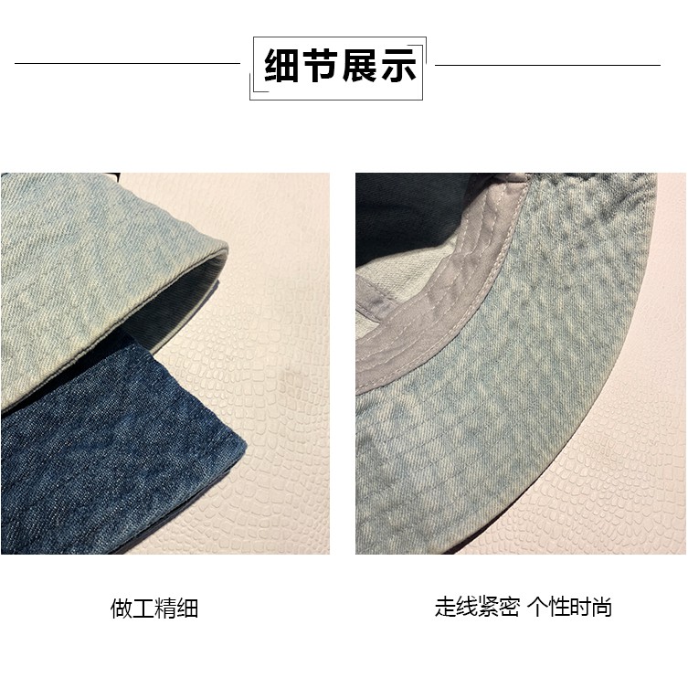 Mũ tai bèo che nắng bằng denim màu trơn phong cách cổ điển thời trang xuân thu cho nam và nữ