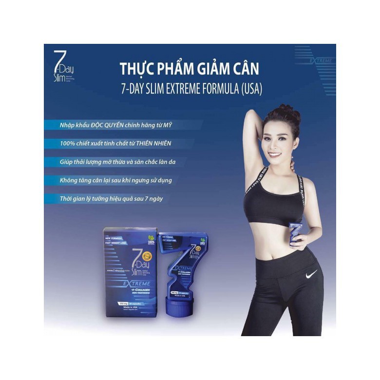 [ CHÍNH HÃNG] Viên uống giảm cân 7 Day hộp 30 viên tặng thước dây