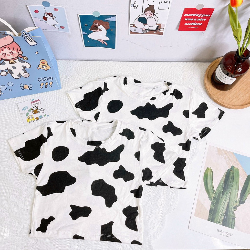 Áo croptop phối màu bò sữa trơn cực xinh , chất thun lạnh mềm mịn mát