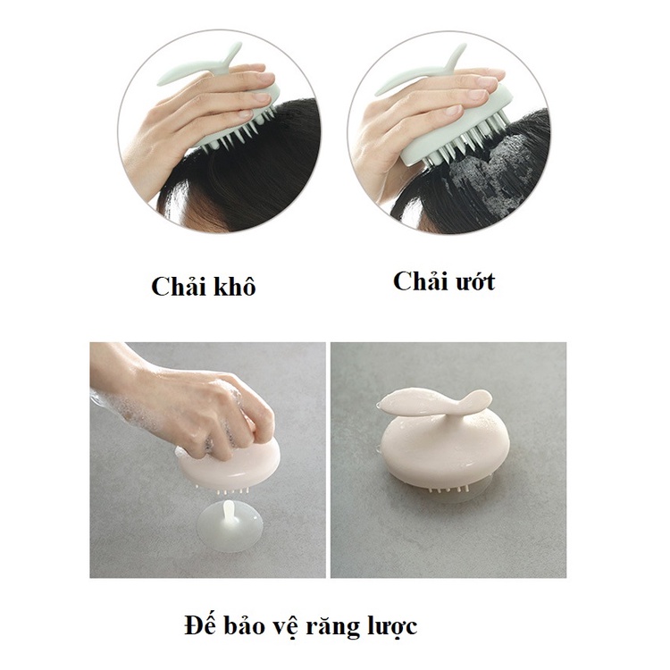 Lược gội đầu đa năng Fasola bằng Silicon, bàn chải massage tạo bọt, sạch gàu, mềm mại