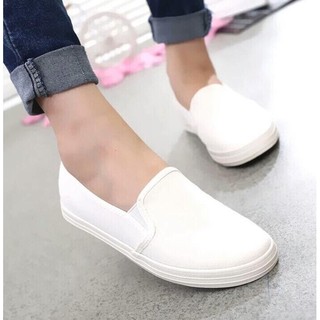 Giày vải slip on trơn Cỏ Boutique S171 (Trắng